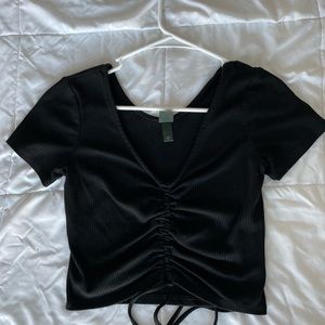 Ruched front black top